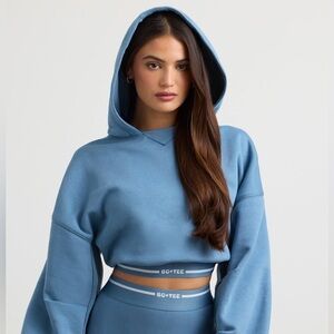 Oh Polly Blue Cropped Hoodie and high waisted Straight Leg Joggers Set Bo + Tee